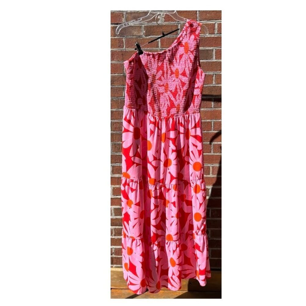 Floral One Shoulder Maxi Tiered Summer Dress, XL - Picture 4 of 7